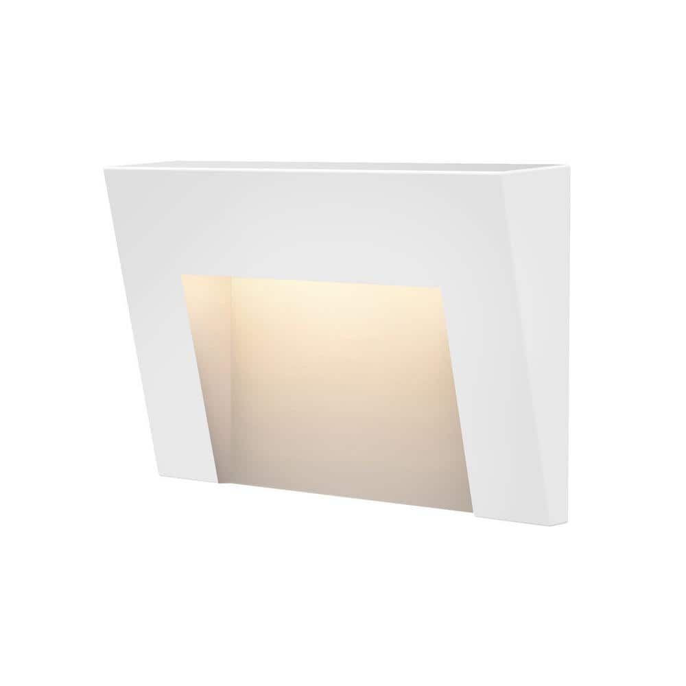 Satin White LED Outdoor Deck Light with Etched Glass