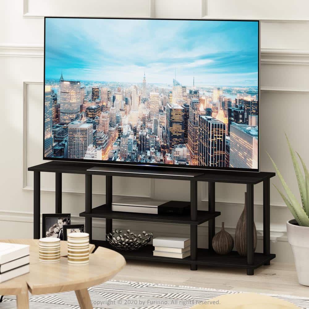 Black Wood FURINNO Stand for TV Up to 50 Inch One Size 