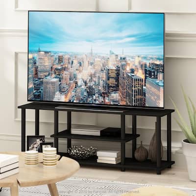 Turn-N-Tube 44 in. Walnut and Black Particle Board TV Stand Fits TVs Up to 50 in. with Cable Management
