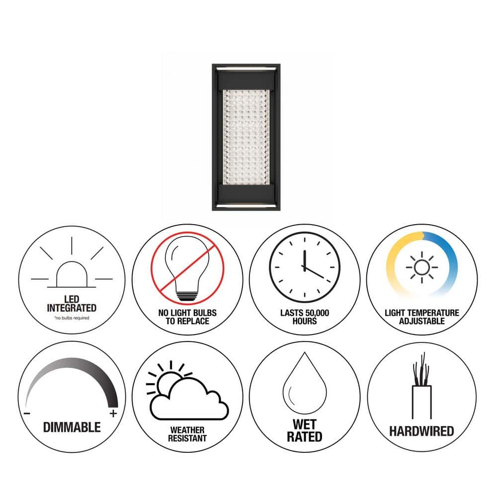 Black Medium Steel Modern Outdoor LED Lantern Sconce