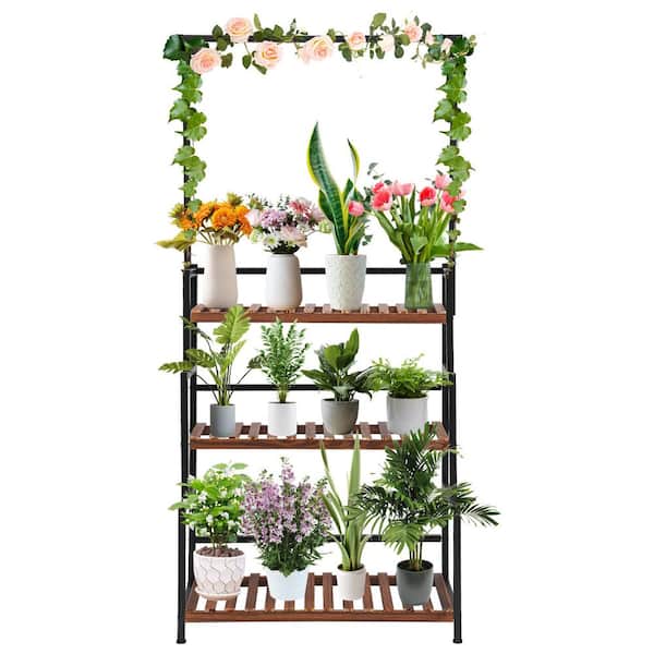 YIYIBYUS 68.1 in. Tall Indoor Outdoor Metal 3-Tier Plant Stand