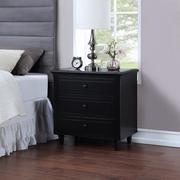 Black 3 drawer bedside table discount
