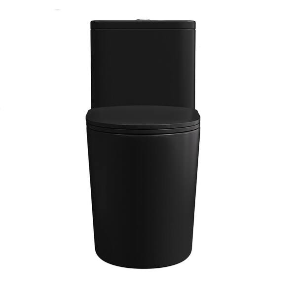 cadeninc 1-Piece 1.1/1.6 GPF Dual Flush Elongated Toilet in Matte Black, Seat Included