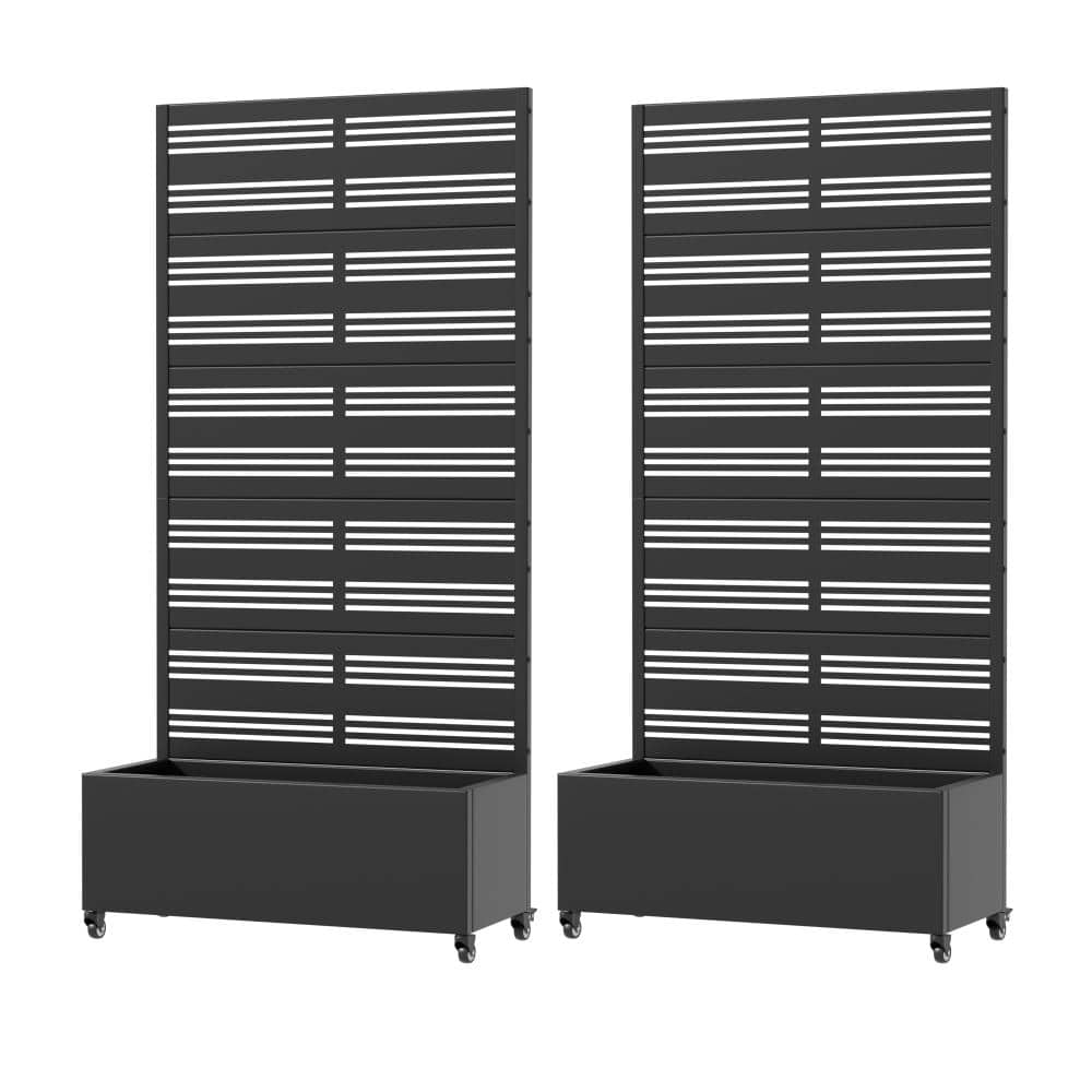 72 in. H x 35 in. W Black Outdoor Metal Rectangle Raised Garden Bed Planter Box with Trellis for Climbing Plants price history on PriceWatchPro