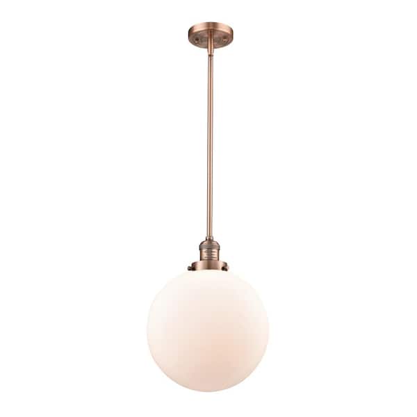 Innovations Beacon 60-Watt 1 Light Antique Copper Shaded Mini Pendant Light with Frosted Glass Shade