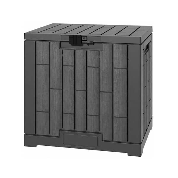 31 Gal. Ash Grey Waterproof Lockable Resin Deck Box for Patio Furniture, Garden Tools