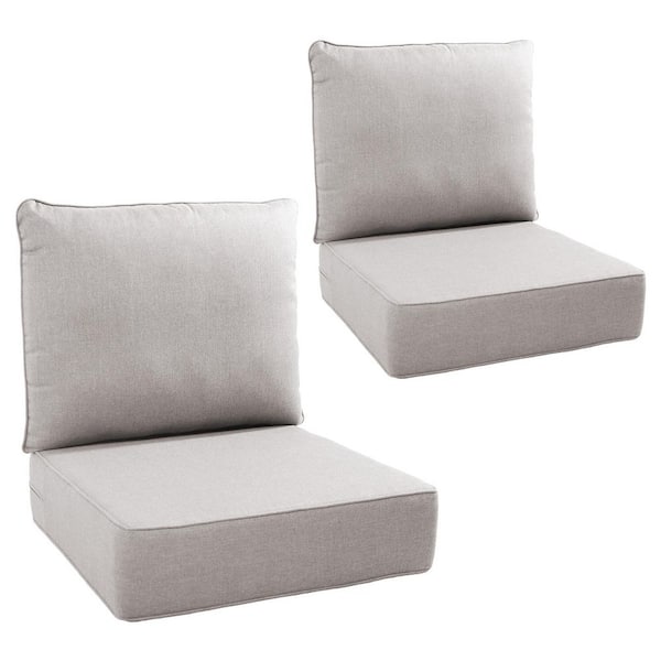 22 in. W x 24 in. D x 6 in. Thick Square 4-Piece Deep Seating Outdoor Lounge Chair Beige Cushion
