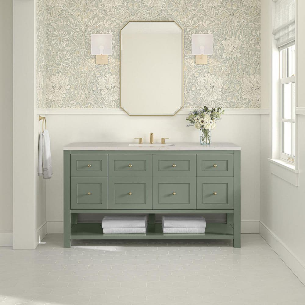 Breckenridge 60.0 in. Single Bath Vanity in Smokey Celadon with Siberian Quartz Top price history on PriceWatchPro
