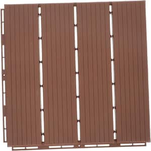 12 in. x 12 in. Plastic Interlocking Deck Tiles Straight Grain Brown (30-Pack)