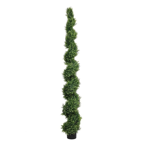 Delwyn 7 ft. Tall Artificial Spiral Topiary Tree in Pot for Indoor & Outdoor Use