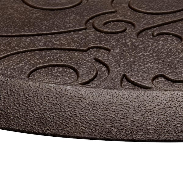 Clarance Brown 17.5 in. x 60 in. Floral Synthetic Kitchen Mat