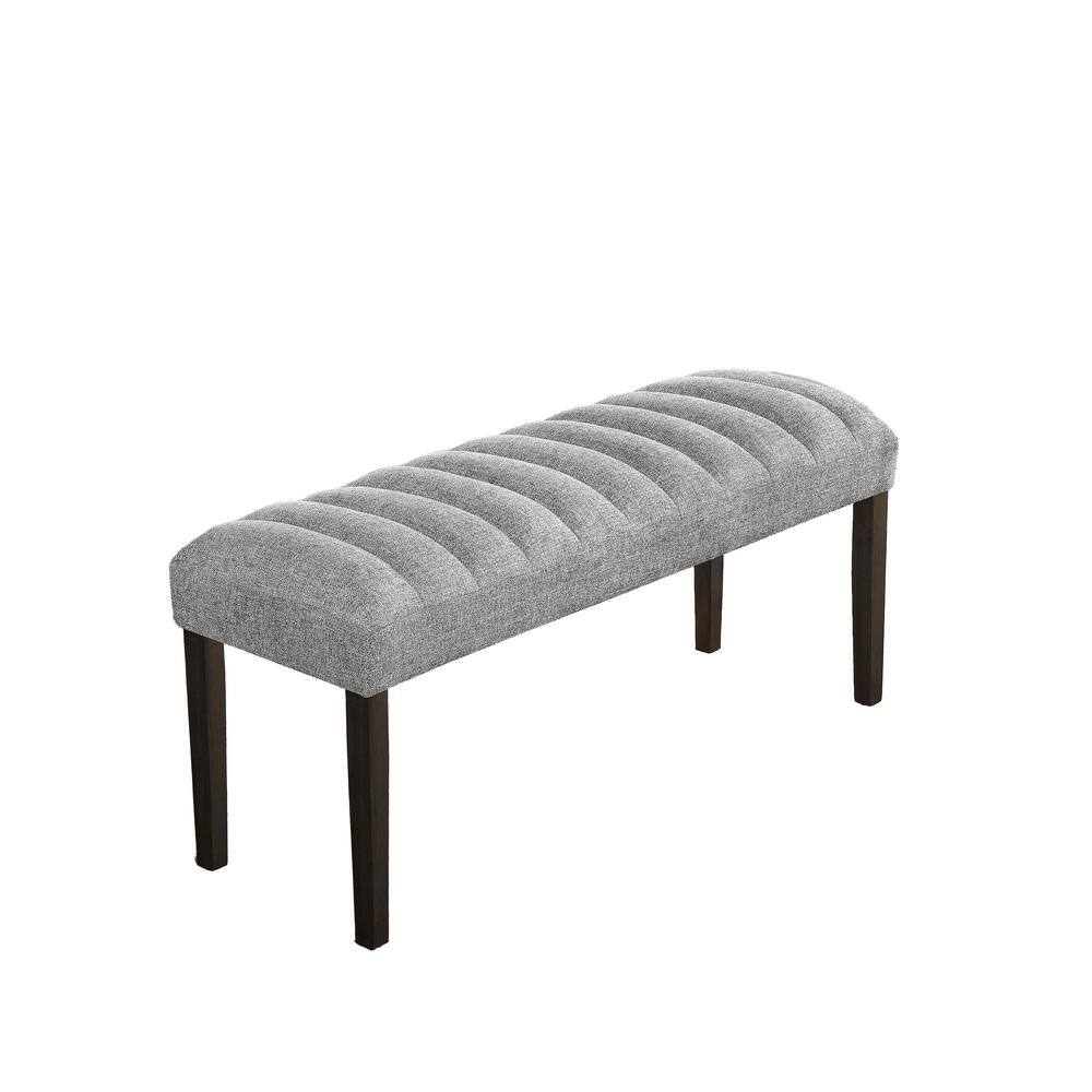 Best Quality Furniture Aron Grey Linen Fabric Dining Bench Backless With 4 Legs 17 in. W D187B