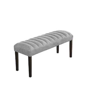 Aron Grey Linen Fabric Dining Bench Backless With 4 Legs 17 in. W