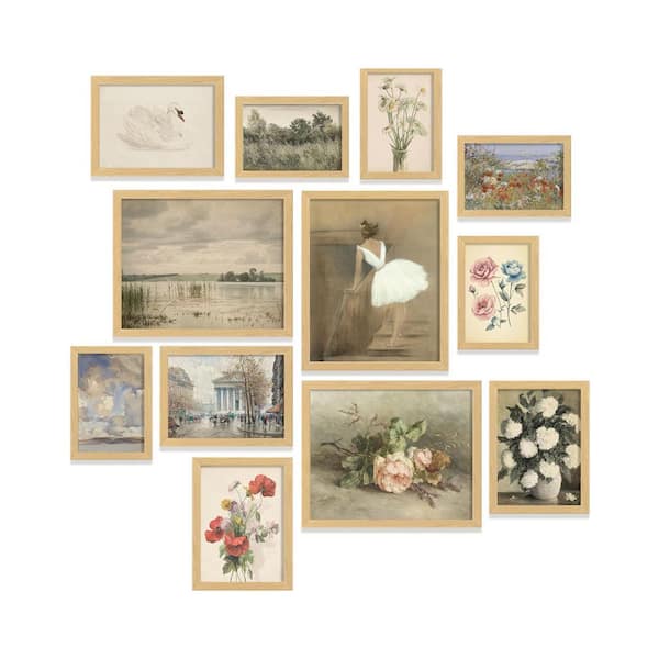 Unbranded 12 Piece Framed Vintage Wall Art Prints, Vintage Posters For Room Aesthetic, 10 in. x 8 in. x 0.2 in.