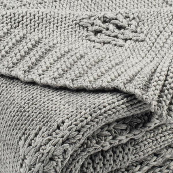 Safavieh Cozy Knit 50 In X 60 In Medium Gray Light Gray Knit Throw Blanket Thr199a 5060 The Home Depot