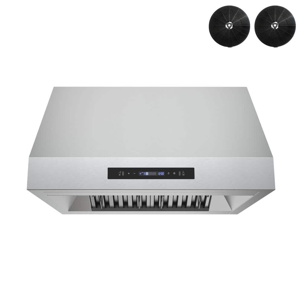 30 in. 350 CFM Gizio Convertible Under Cabinet Range Hood in Brushed Steel, Baffle Filters, Touchpad Control, LED Light