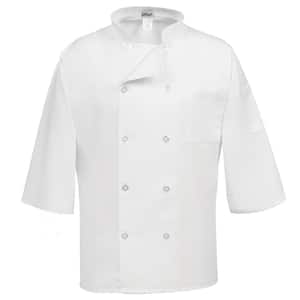 C10P-3/4 Unisex XS White Three Quarter Sleeve Classic Chef Coat