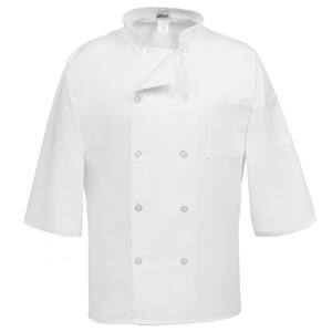 C10P-3/4 Unisex LG White Three Quarter Sleeve Classic Chef Coat