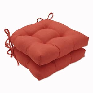 Solid 16 in. x 15.5 in. Outdoor Dining Chair Cushion in Orange (Set of 2)