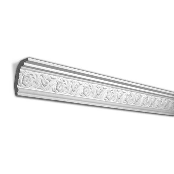 American Pro Decor 2-1/4 in. x 3-3/8 in. x 94-1/2 in. Floral Polyurethane Crown Moulding Pro Pack 31-1/2 LF (4-Pack)
