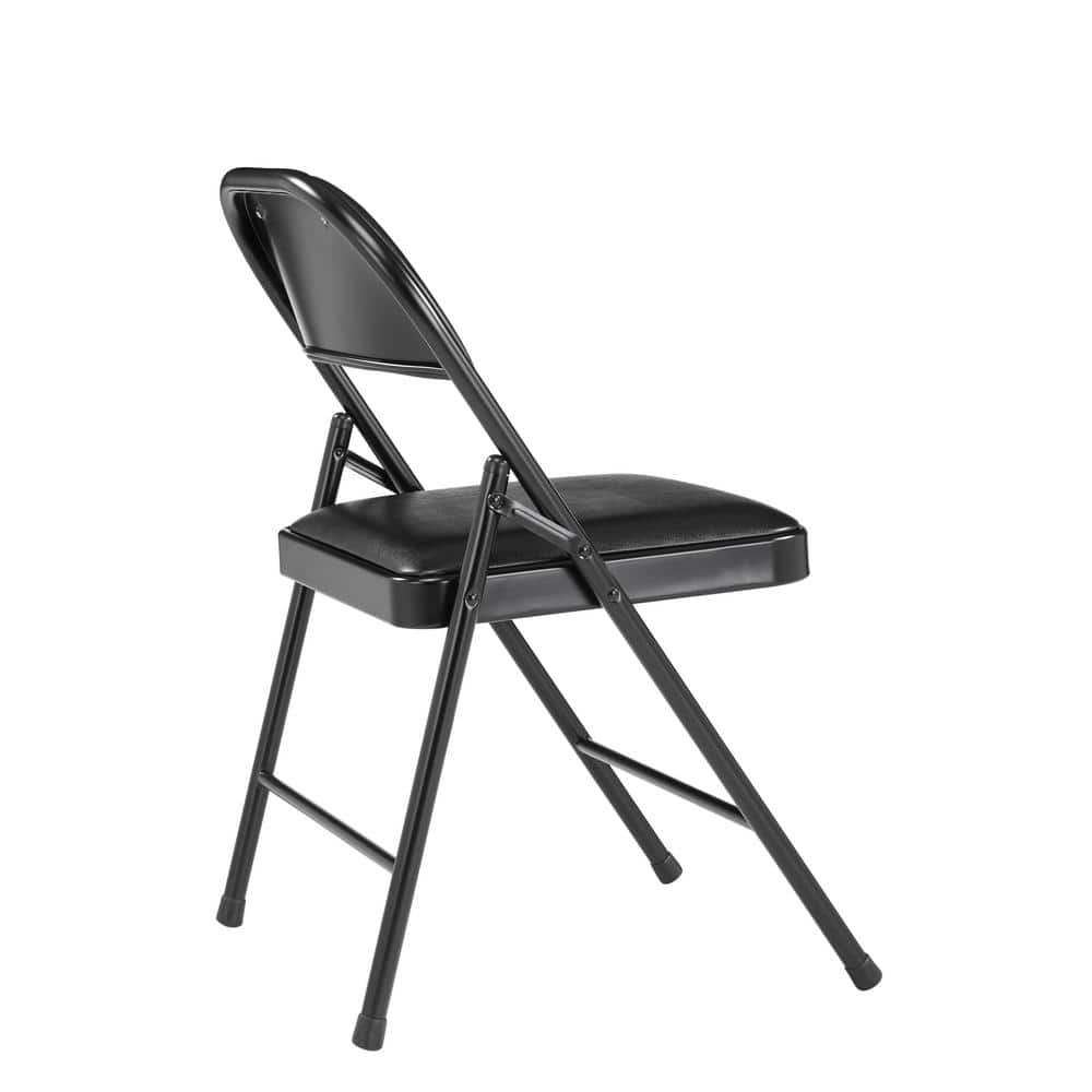 Black Vinyl Armless Metal Reception Folding Chair Set
