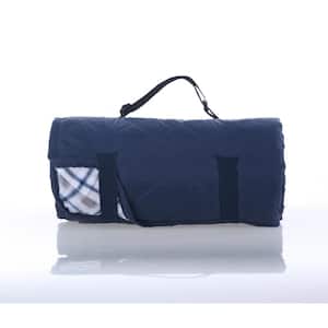{Puffer with Fleece}+{Dark Blue Gray and Blue Plaid}+{ Nylon/Polyester}+ {" Throw Blanket "}