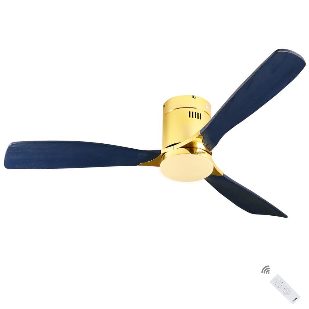 Modland Light Pro 52 in. Integrated LED Light Indoor Gold Smart Flush Mount Ceiling  Fan With Remote Control And DC Motor HDLP-JS5208DC The Home Depot