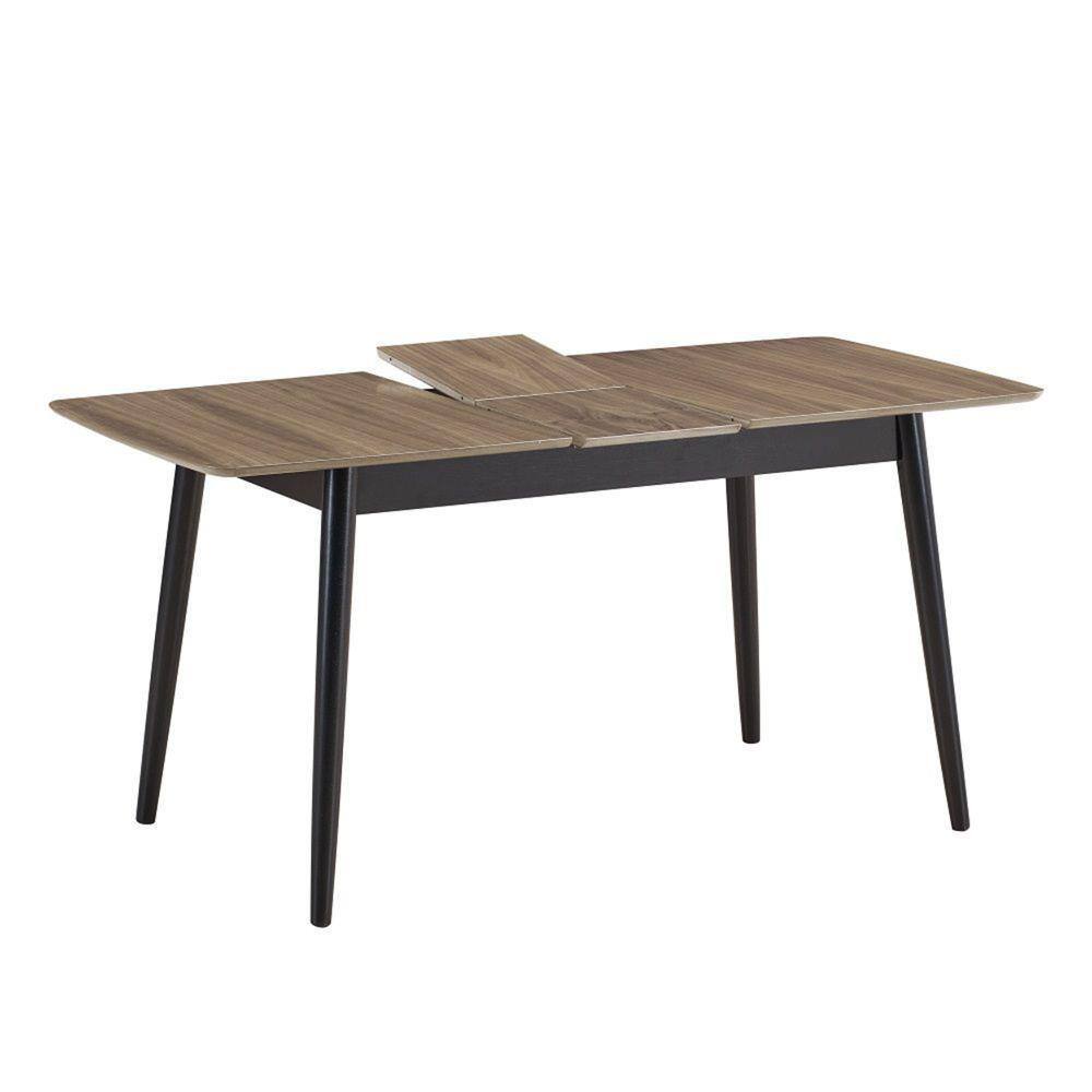 Anae 63 Inch Extendable Brown Wood Dining Table with Black Legs