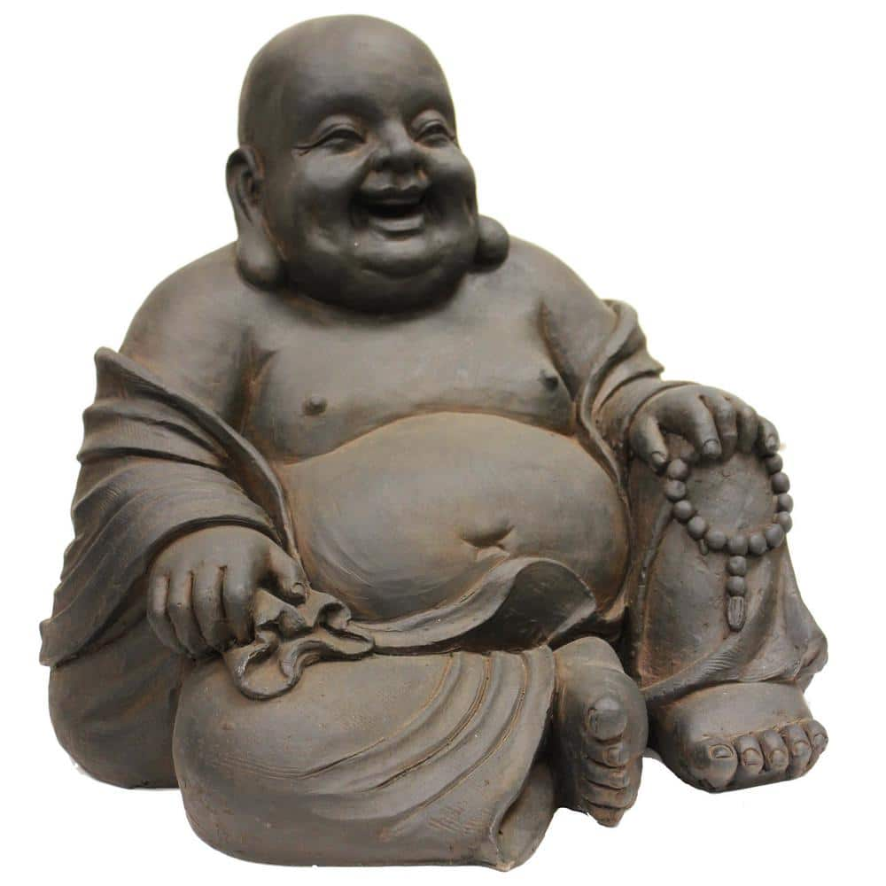 LuxenHome Weathered Brown MgO Quiet Little Buddha Monk Garden Statue  WHST254 - The Home Depot