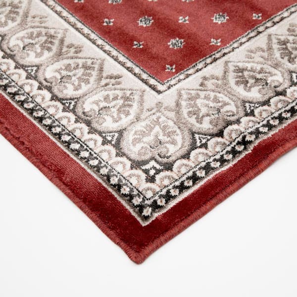 Kurdamir Fleur De Lis Cinnabar/Navajo White 26 in. W x Choice Length 1200 in. L Stair Runner Coverage Area 2.17 sq. ft.