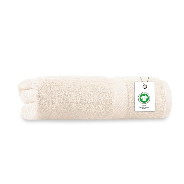 Delara 1-Piece Ivory Solid 100% Organic Cotton Luxuriously Plush Bath Sheet