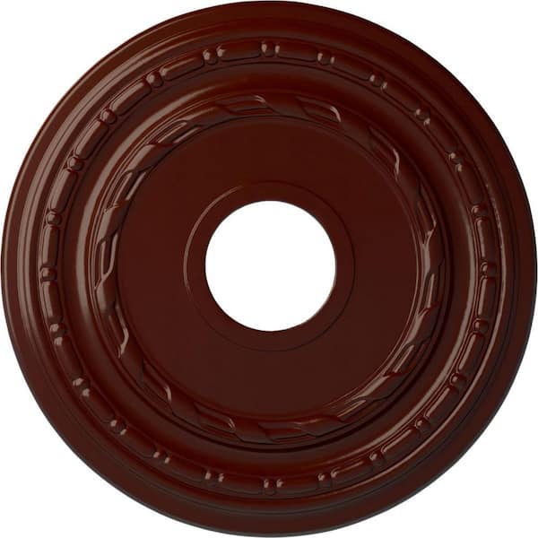 Ekena Millwork 1" x 15-3/8" x 15-3/8" Polyurethane Dublin Ceiling Medallion, Brushed Mahogany