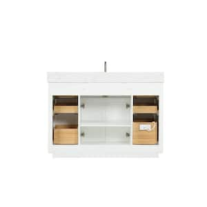 54 in. White Modern Solid Wood Bathroom Vanity with Sink, White Quartz Top, Soft-Close Cabinet, 6 Drawers, Countertop