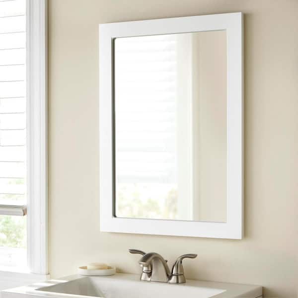 Glacier Bay Lancaster 20 in. W x 27 in. H Rectangular Tri Fold Wood Framed Wall Bathroom Vanity Mirror in White