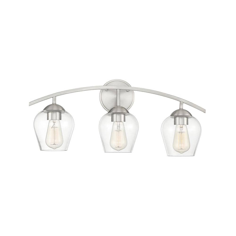 Savoy House 24 in. W x 10.37 in. H 3-Light Brushed Nickel Bathroom ...