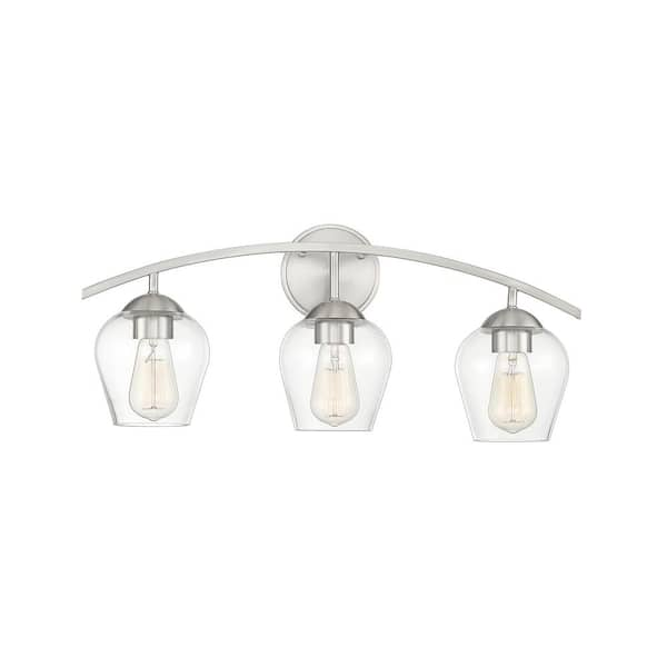 TUXEDO PARK LIGHTING 24 in. W x 10.37 in. H 3-Light Brushed Nickel ...