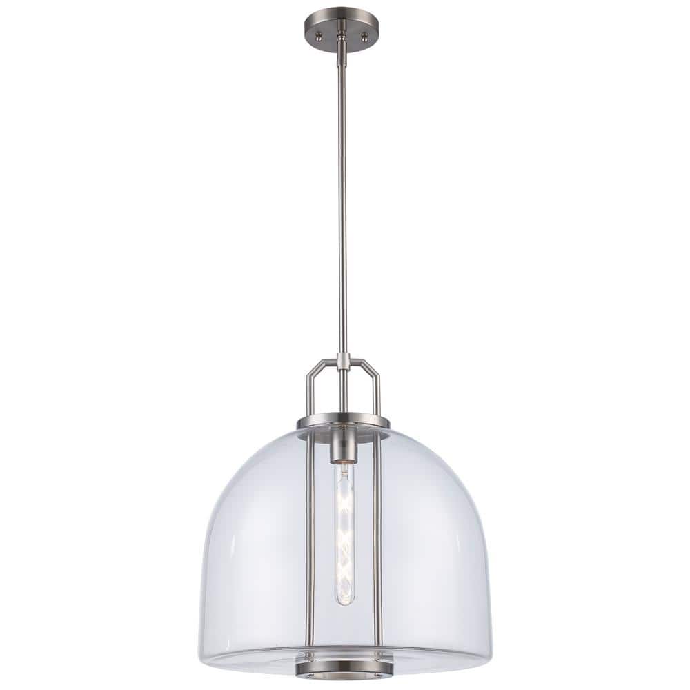 Rhapsody 16 in. 1-Light Brushed Nickel Pendant Light Fixture with Clear Glass Shade price history on PriceWatchPro