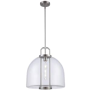 Rhapsody 16 in. 1-Light Brushed Nickel Pendant Light Fixture with Clear Glass Shade