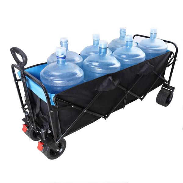 OLUMAT 11 cu. ft. Metal Garden Cart, Black and Blue