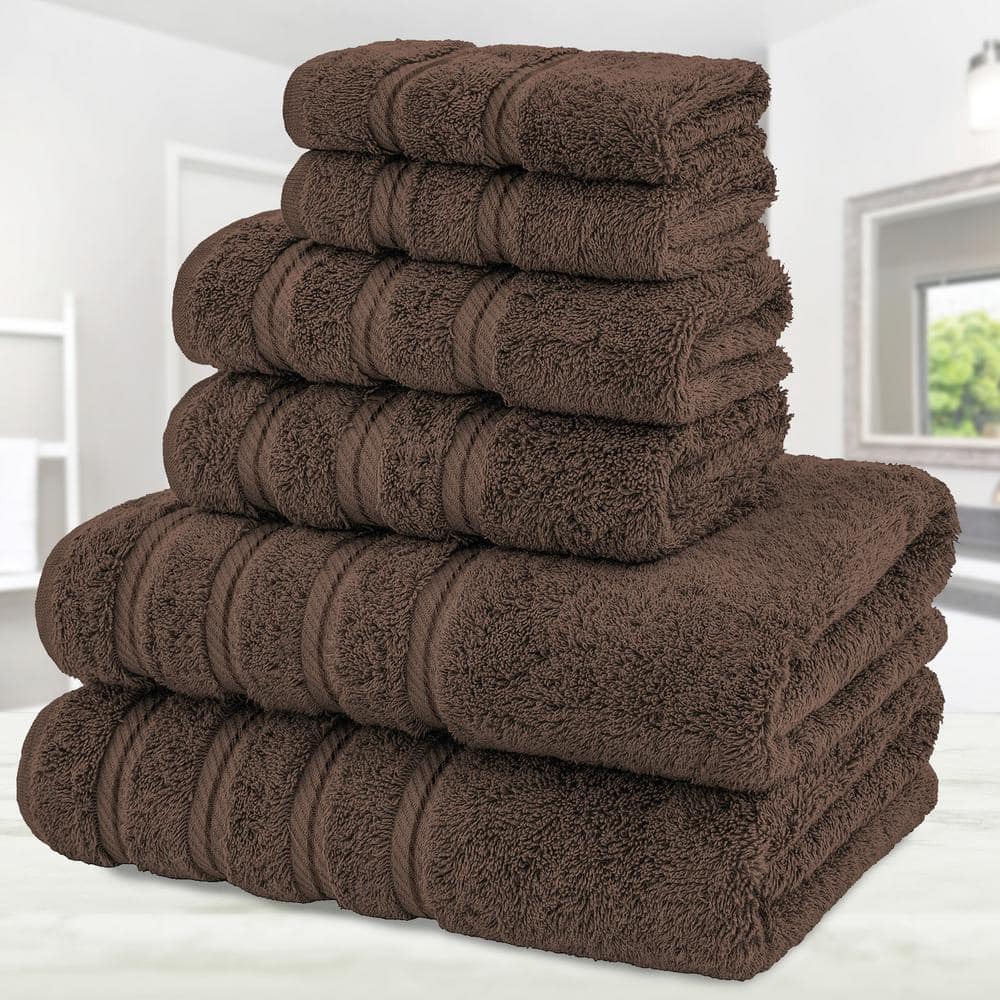 Luxury Brown Turkish Cotton 6-Piece Towel Set
