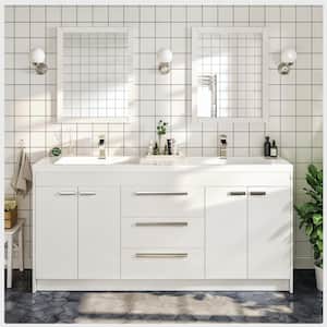 Lugano 72 in. W x 19 in. D x 36 in. H Double Bath Vanity in White with White Acrylic Top and White Integrated Sinks