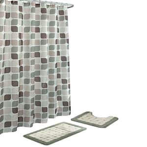 Zaragoza Sage/Berber 15-Piece Bath Rug and Shower Curtain Set