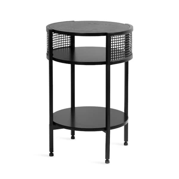 Kate and Laurel Urso 16.00 in. Black Round MDF End Table