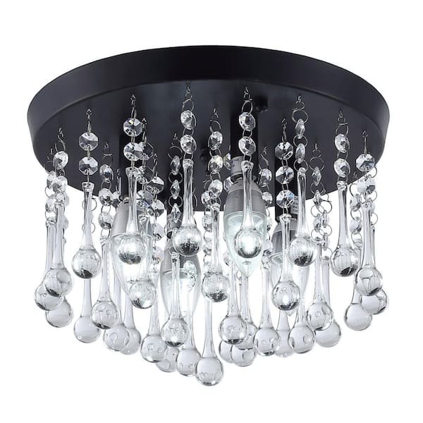 aiwen 11 in. 4-Light Modern Round Crystal Flush Mount Hanging Ceiling Lighting