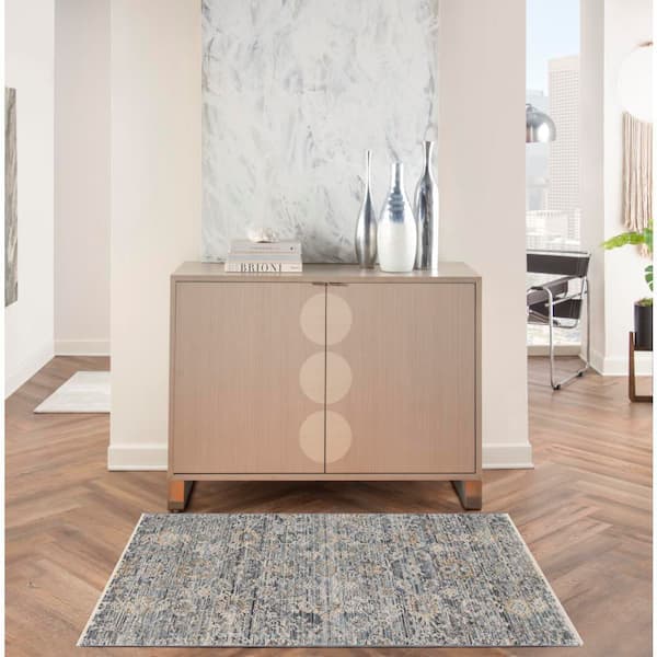 Nyle Charcoal 3 ft. x 5 ft. Distressed Transitional Area Rug