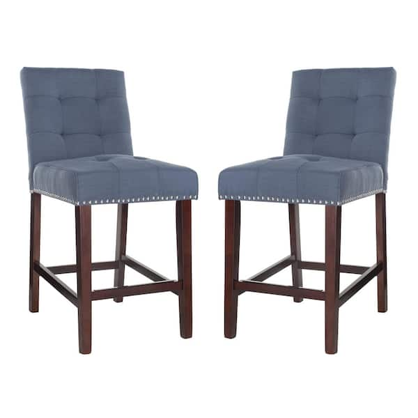 SAFAVIEH Nikita 40 in. Navy Wood Counter Stool (Set of 2)