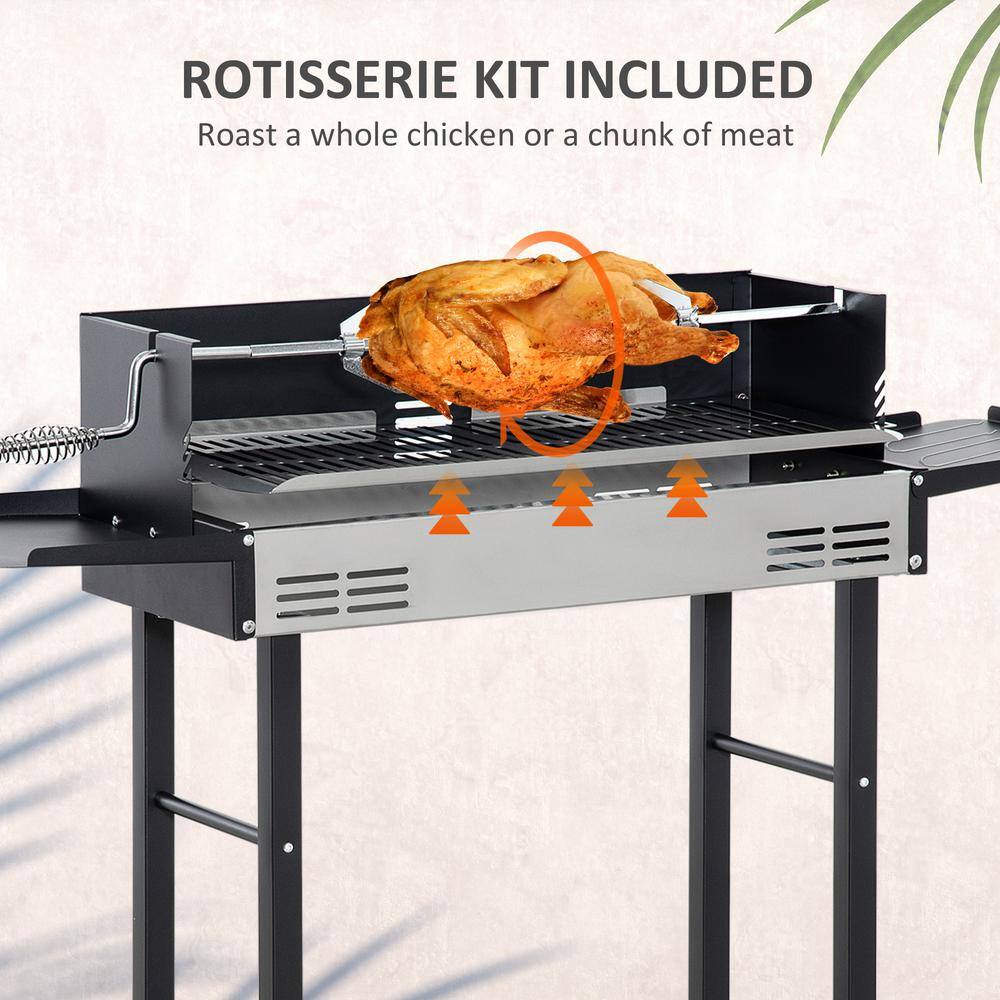 Stainless Steel Rotisserie Grill with Foldable Shelves