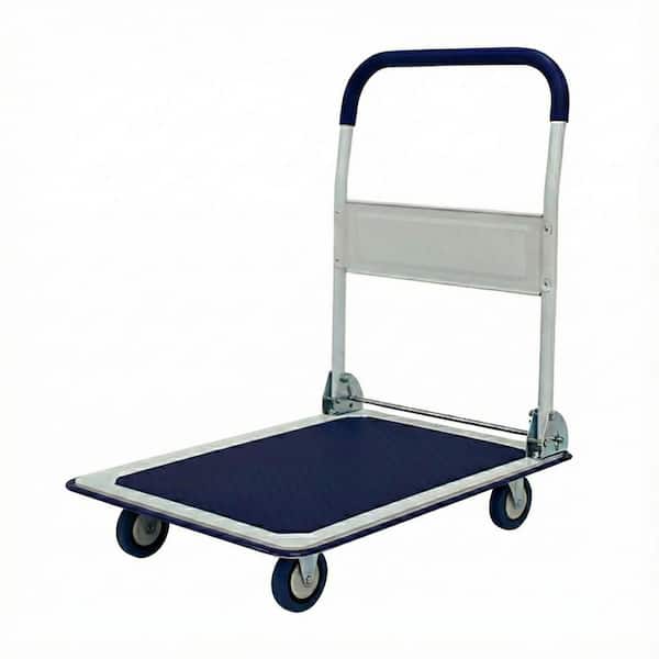 Anky 660 lbs. Capacity Platform Truck Hand Flatbed Dolly Folding Moving Push Heavy-Duty Rolling Cantilever Cart in Blue