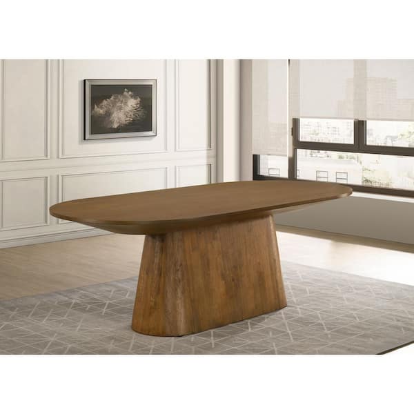 Terra Walnut Wood 88 in. W Pedestal Dining Table (Seats 8)