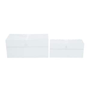 CosmoLiving by Cosmopolitan White Contemporary Wood Boxes Wood (Set of 2)